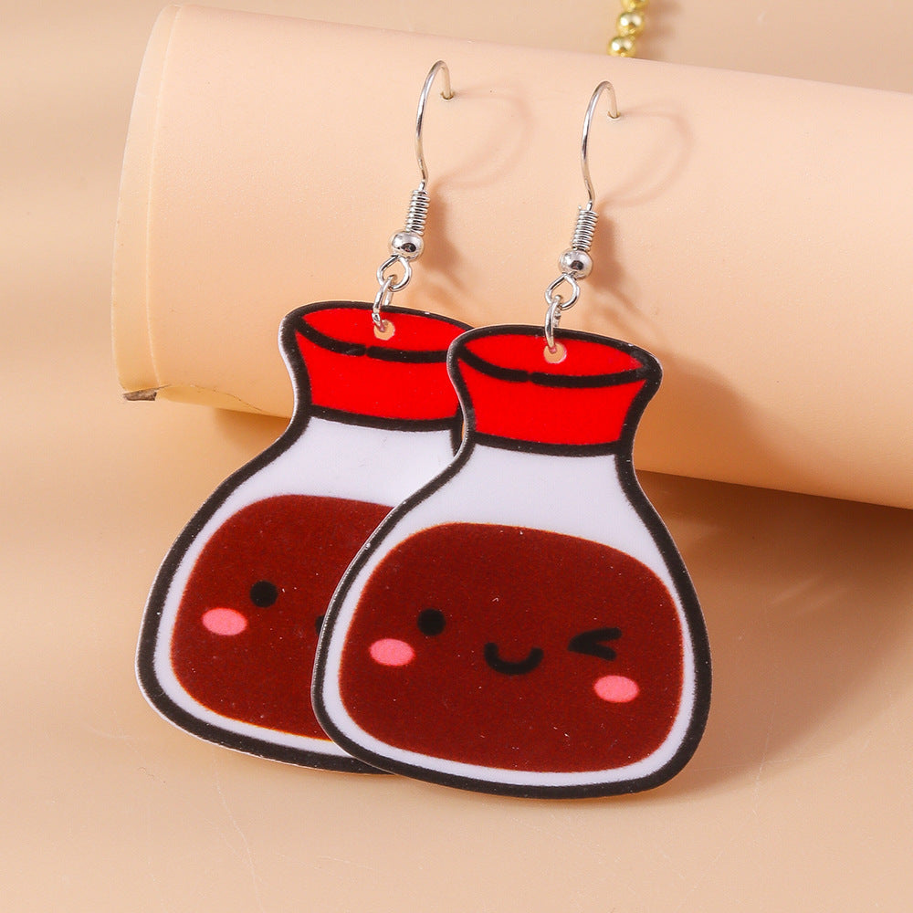 Wholesale Simulated Food Toys Milk Tea Chips Drinks  Plastic Cute Earrings